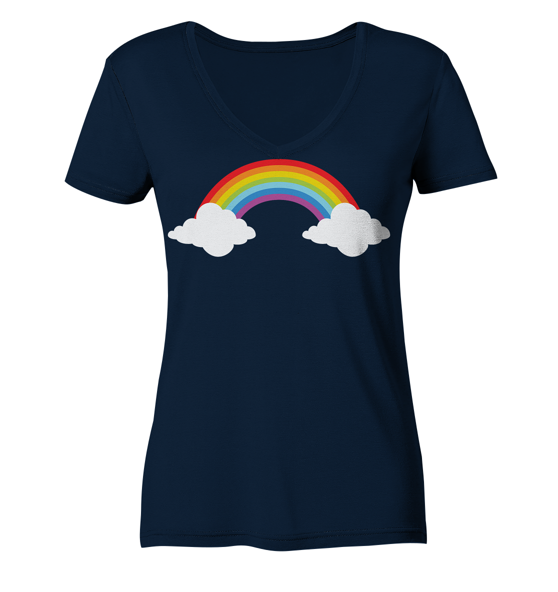 Regenbogen mit Wolken  - Ladies V-Neck Shirt