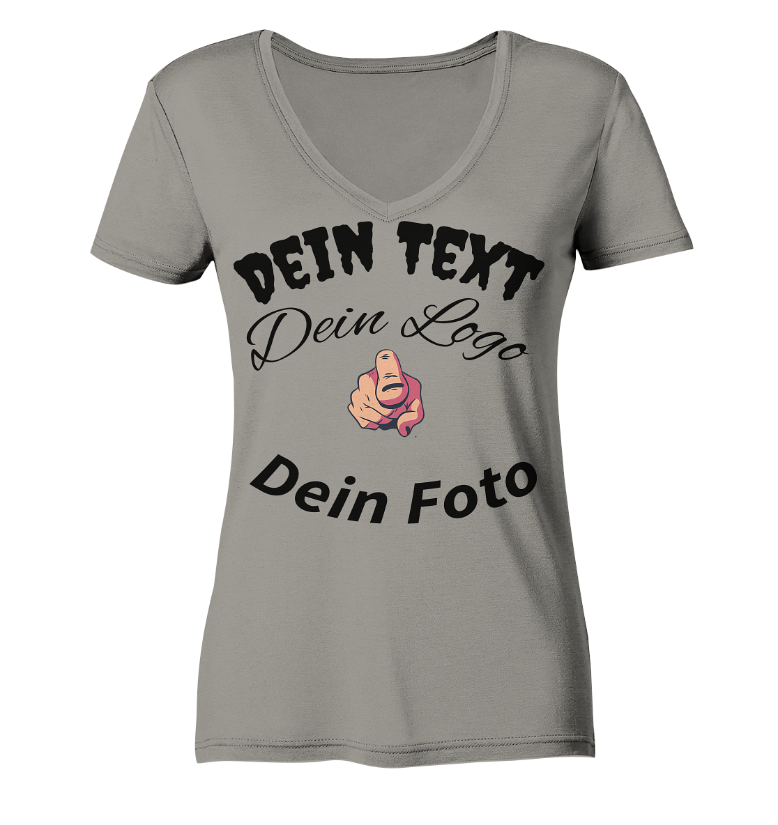 Dein Text ,Dein Logo,Dein Foto , Wunsch Design zum selbst gestalten - Ladies V-Neck Shirt