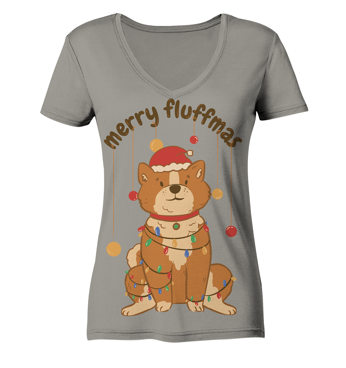 Weihnachtliches Motiv Fun Merry Fluffmas - Ladies V-Neck Shirt