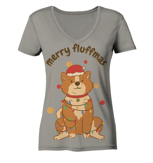 Motivo natalizio Fun Merry Fluffmas - Camicia da donna con scollo a V