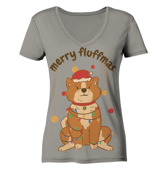 Weihnachtliches Motiv Fun Merry Fluffmas - Ladies V-Neck Shirt