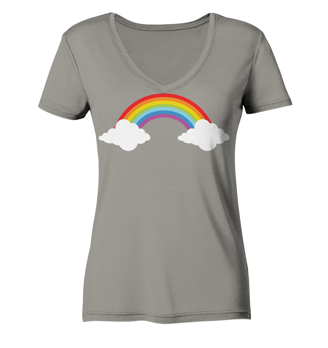 Regenbogen mit Wolken  - Ladies V-Neck Shirt