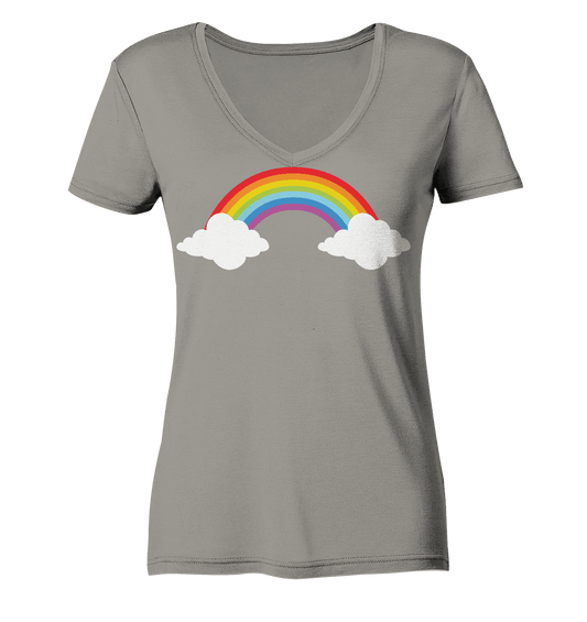 Regenbogen mit Wolken - Ladies V-Neck Shirt - Online Kaufhaus München