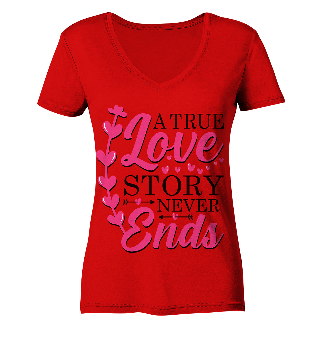 A True Love Story Never Ends - Ladies V-Neck Shirt