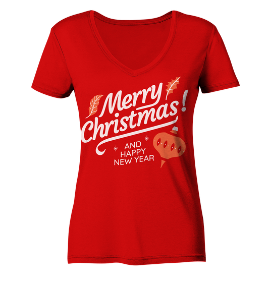 Frohe Weihnachten und ein Gutes neues Jahr ,Merry Christmas and Happy New Year - Ladies V-Neck Shirt