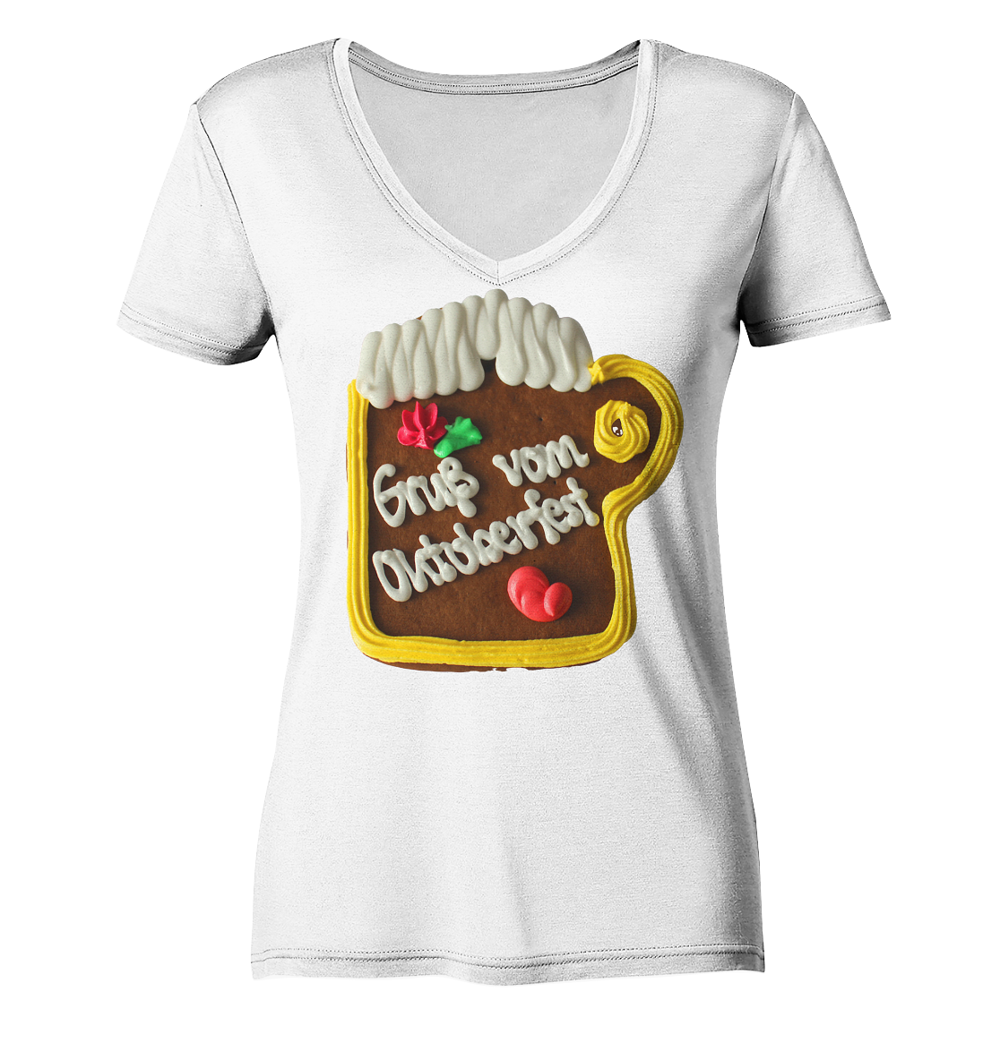 Lebkuchenkrug Gruß vom Oktoberfest ,Herbstferst,Volksfest - Ladies V-Neck Shirt