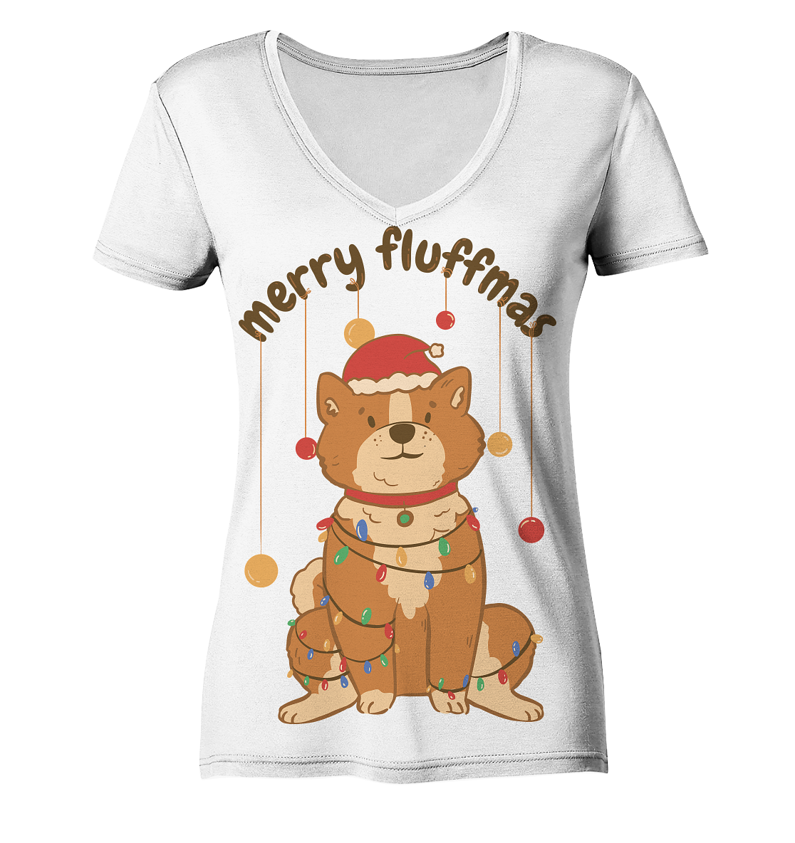 Christmas motif Fun Merry Fluffmas - Ladies V-Neck Shirt