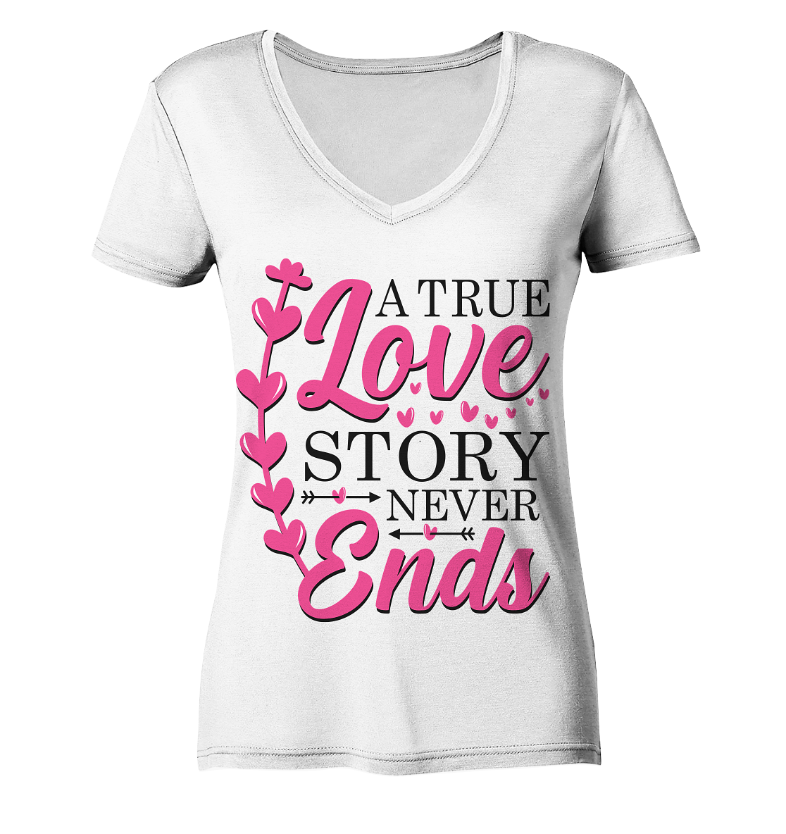 A True Love Story Never Ends - Ladies V-Neck Shirt