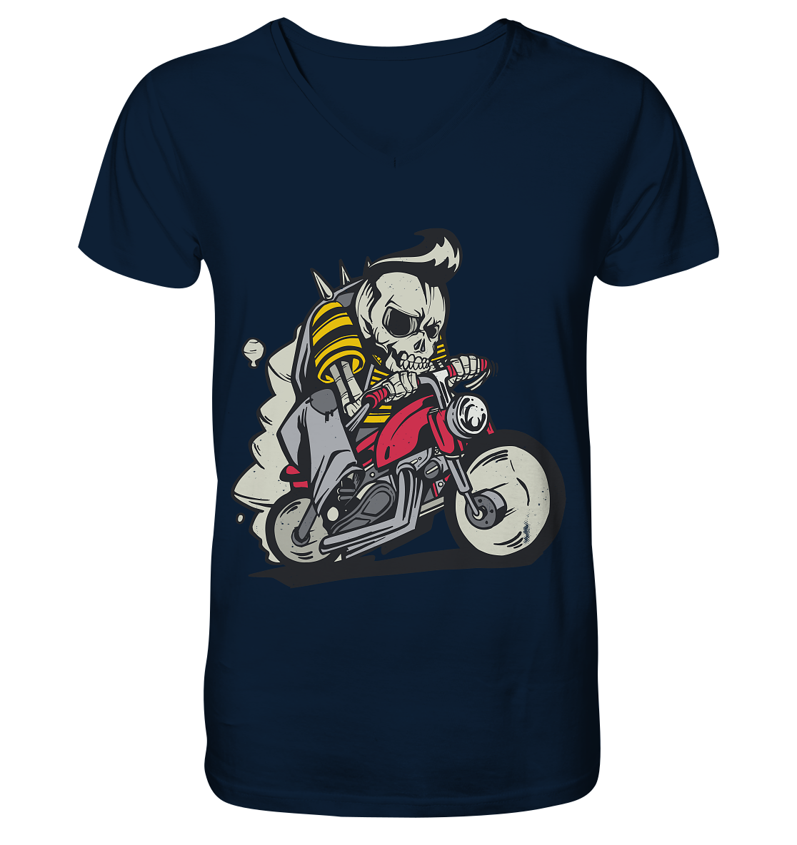 Motorcyclist, Biker Skeleton - Mens Organic V-Neck Shirt