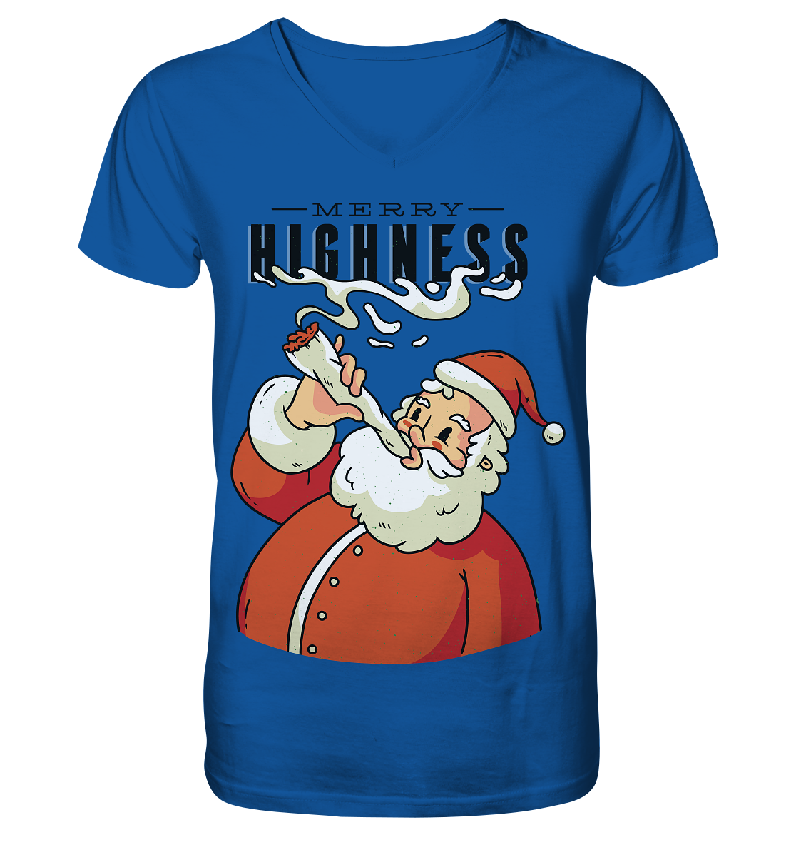 Weihnachten Kiffender Weihnachtsmann Nikolaus Merry Highness - Mens Organic V-Neck Shirt