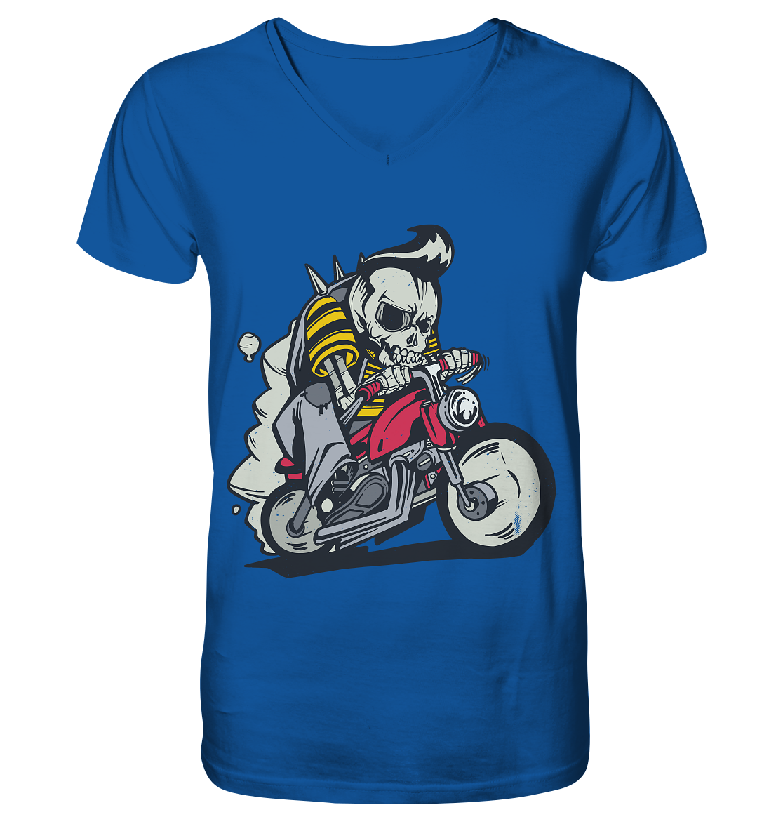 Motorcyclist, Biker Skeleton - Mens Organic V-Neck Shirt