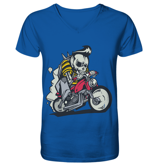 Motorradfahrer ,Biker Skelett - Mens Organic V-Neck Shirt - Online Kaufhaus München