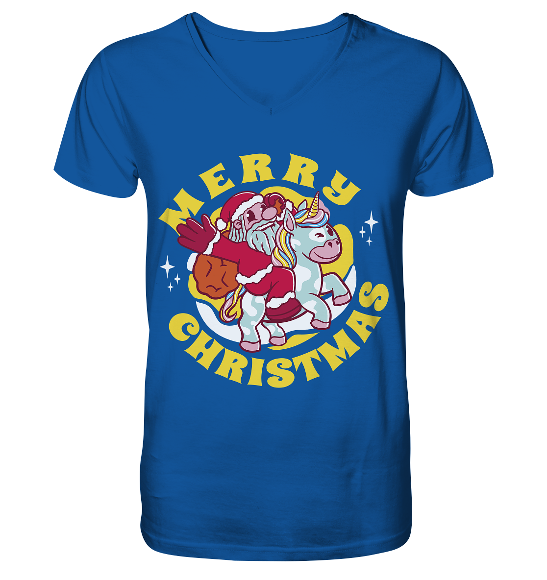 Nikolaus auf Einhorn reitend , Santa Claus Unicorn ,Merry Christmas  - Mens Organic V-Neck Shirt