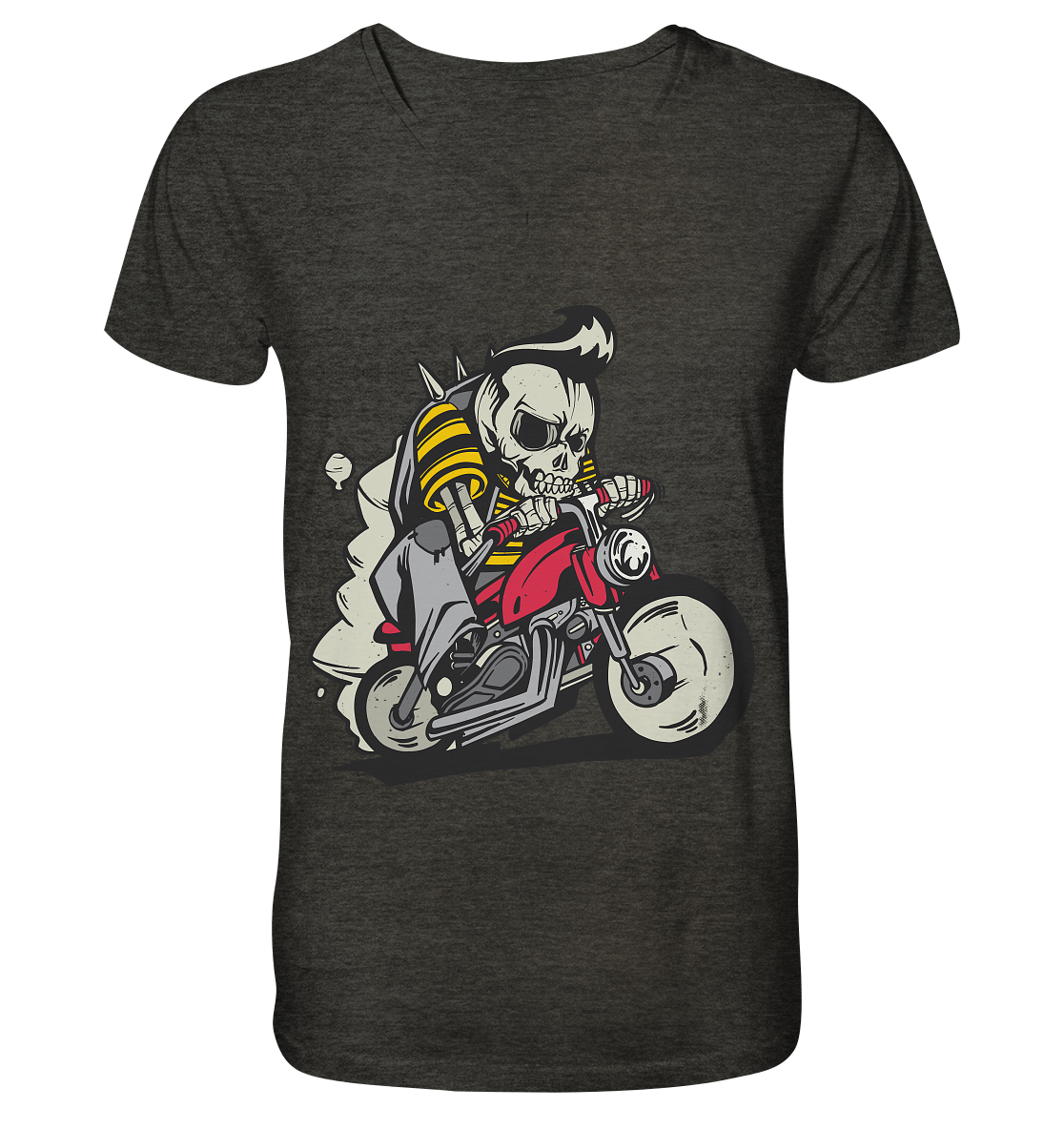 Motorcyclist, Biker Skeleton - Mens Organic V-Neck Shirt