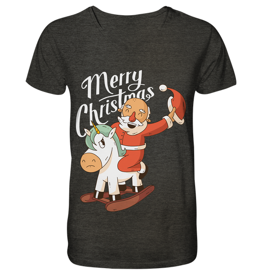 Weihnachten Nikolaus am Schaukelpferd Merry Christmas  - Mens Organic V-Neck Shirt