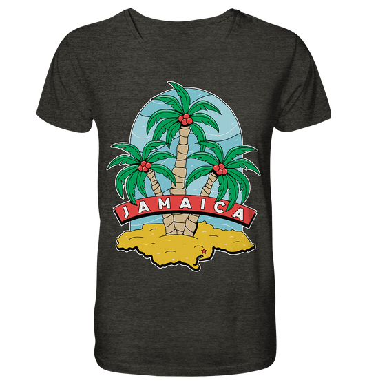 Jamaica Strand mit Palmen - Mens Organic V-Neck Shirt - Online Kaufhaus München