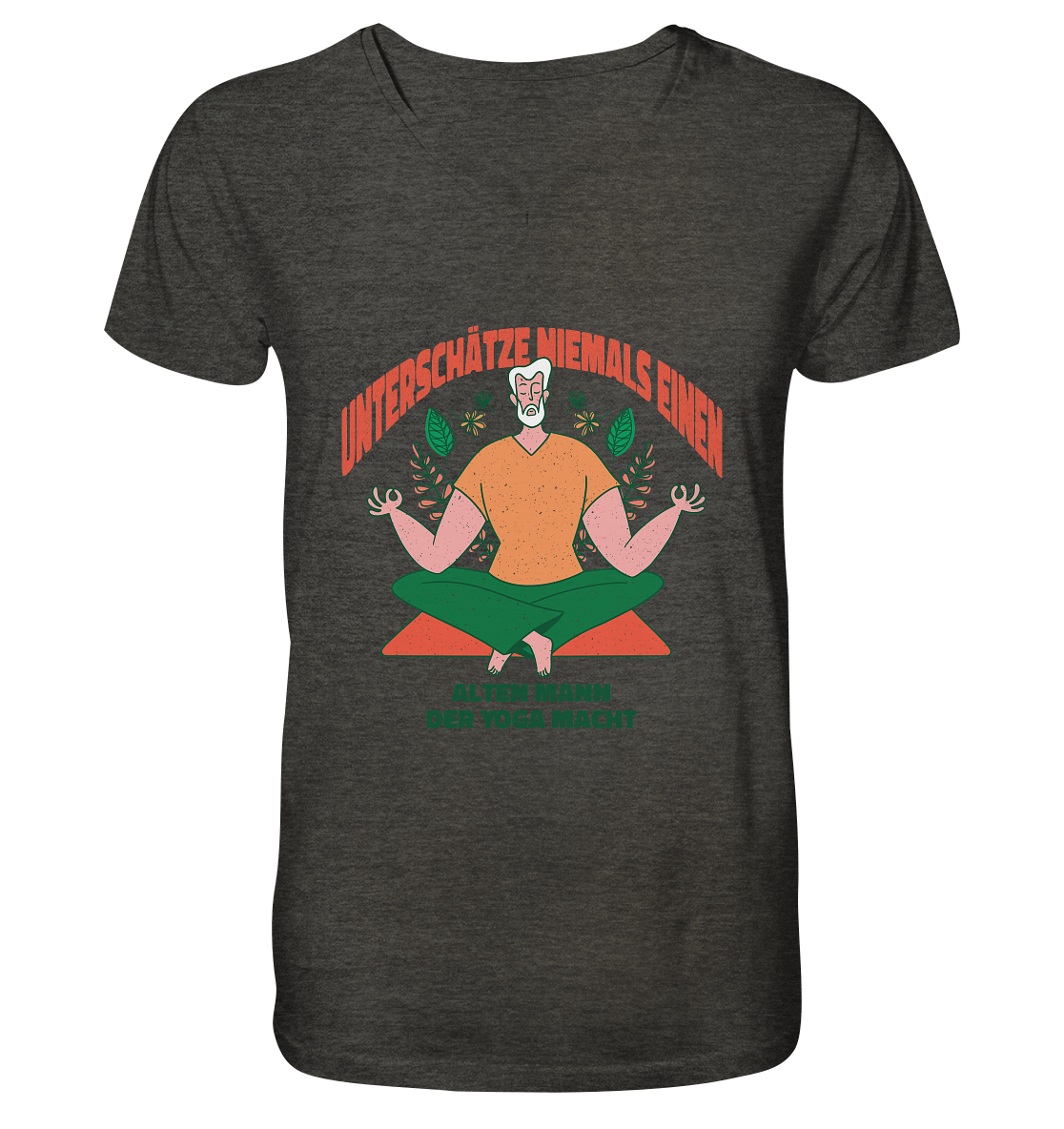 Unterschätze niemals einen alten Mann Yoga - Mens Organic V-Neck Shirt - Online Kaufhaus München