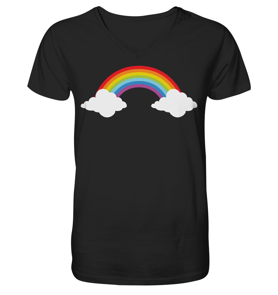 Regenbogen mit Wolken  - Mens Organic V-Neck Shirt