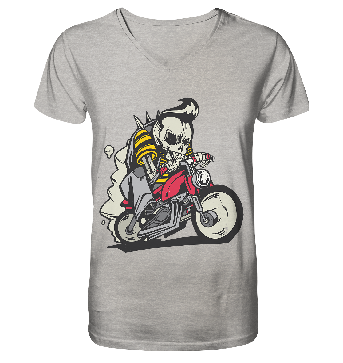 Motorcyclist, Biker Skeleton - Mens Organic V-Neck Shirt