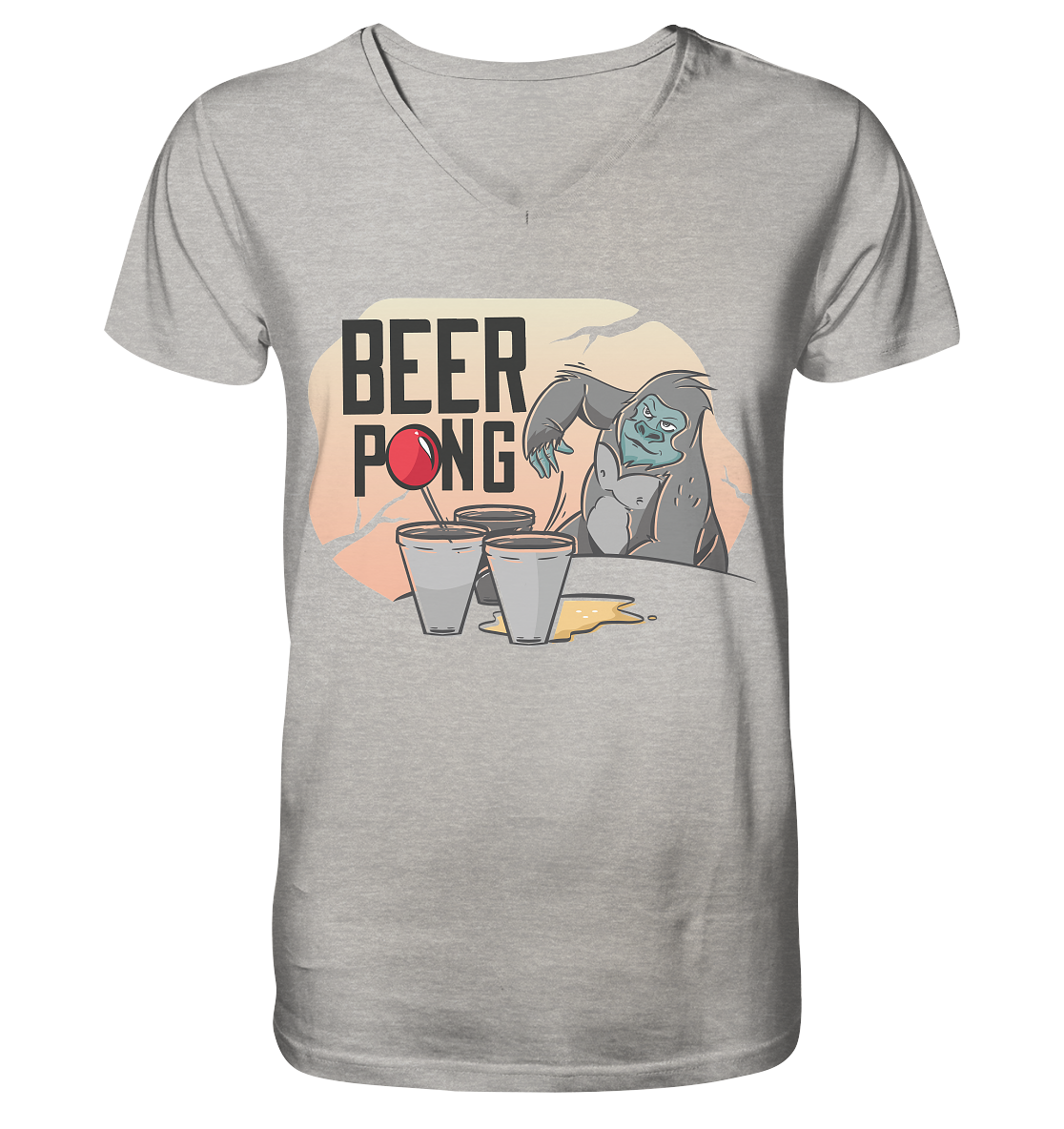 Bier - Beer Pong Gorilla  - Mens Organic V-Neck Shirt