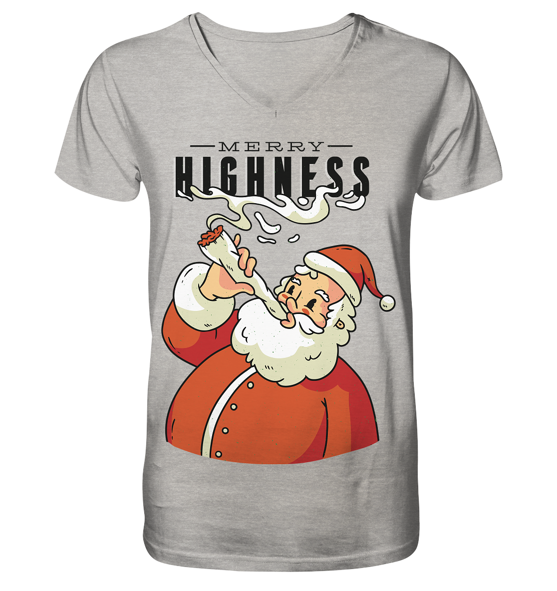 Weihnachten Kiffender Weihnachtsmann Nikolaus Merry Highness - Mens Organic V-Neck Shirt