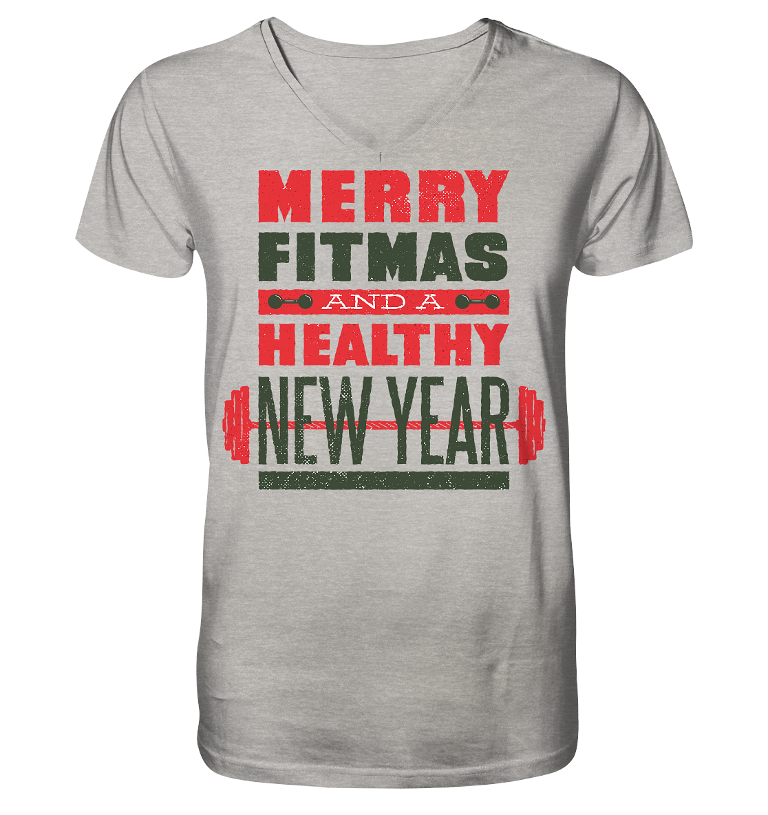 Weihnachtliches Design, Gym, Merry Fitmas and a Healthy New Year - Mens Organic V-Neck Shirt