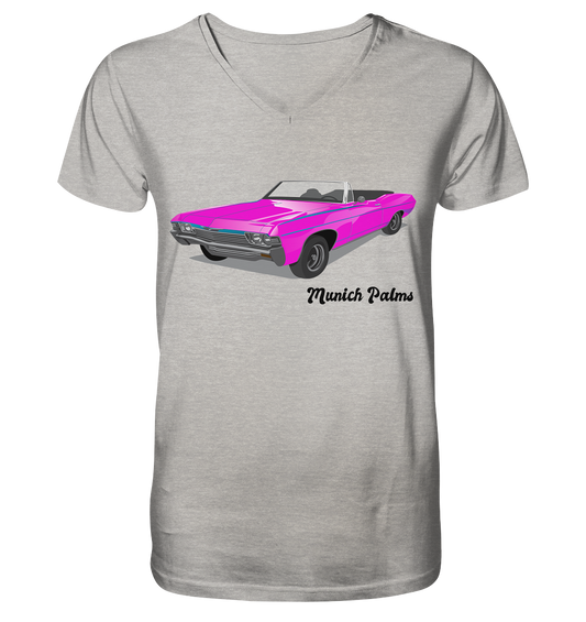 Pink Retro Classic Car Oldtimer , Auto ,Cabrio by Munich Palms - Mens Organic V-Neck Shirt