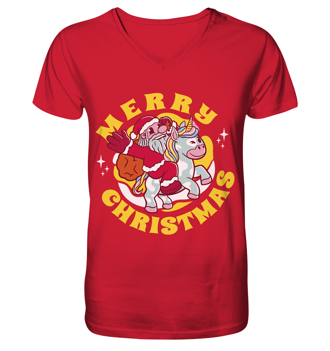 Nikolaus auf Einhorn reitend , Santa Claus Unicorn ,Merry Christmas  - Mens Organic V-Neck Shirt