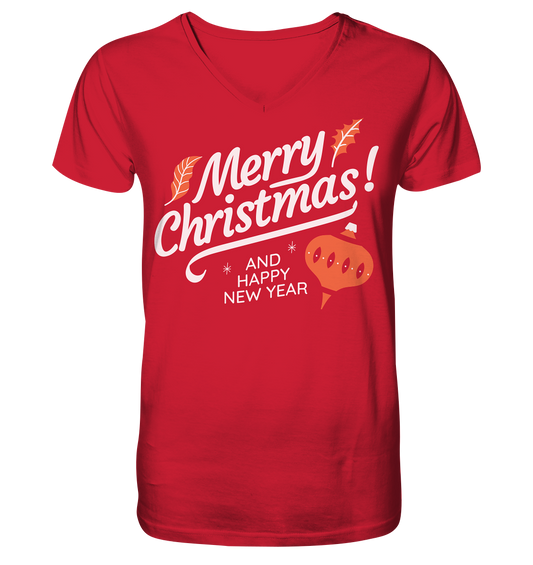 Frohe Weihnachten und ein Gutes neues Jahr ,Merry Christmas and Happy New Year - Mens Organic V-Neck Shirt