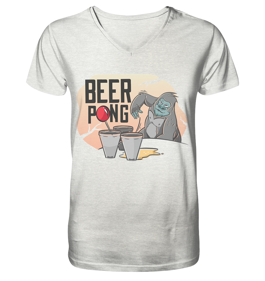 Beer - Beer Pong Gorilla - Mens Organic V-Neck Shirt