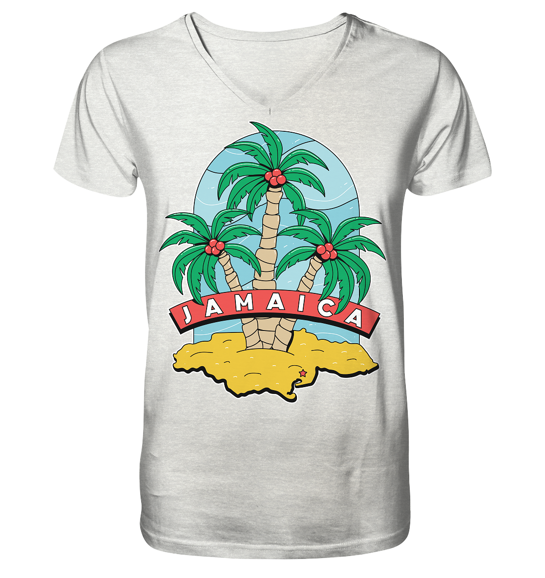 Jamaica Strand mit Palmen  - Mens Organic V-Neck Shirt