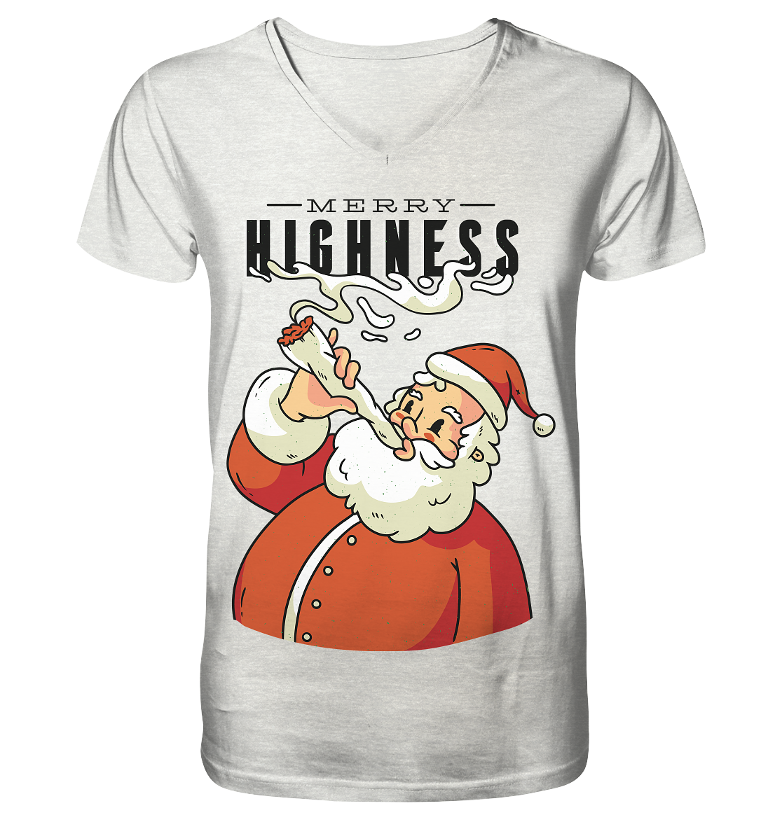 Weihnachten Kiffender Weihnachtsmann Nikolaus Merry Highness - Mens Organic V-Neck Shirt