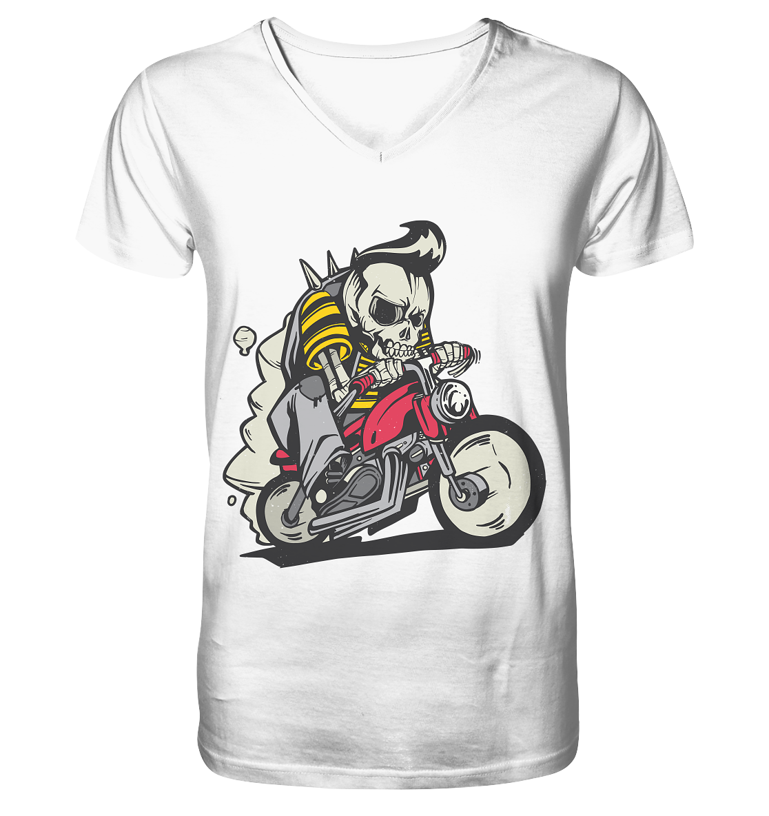 Motorcyclist, Biker Skeleton - Mens Organic V-Neck Shirt