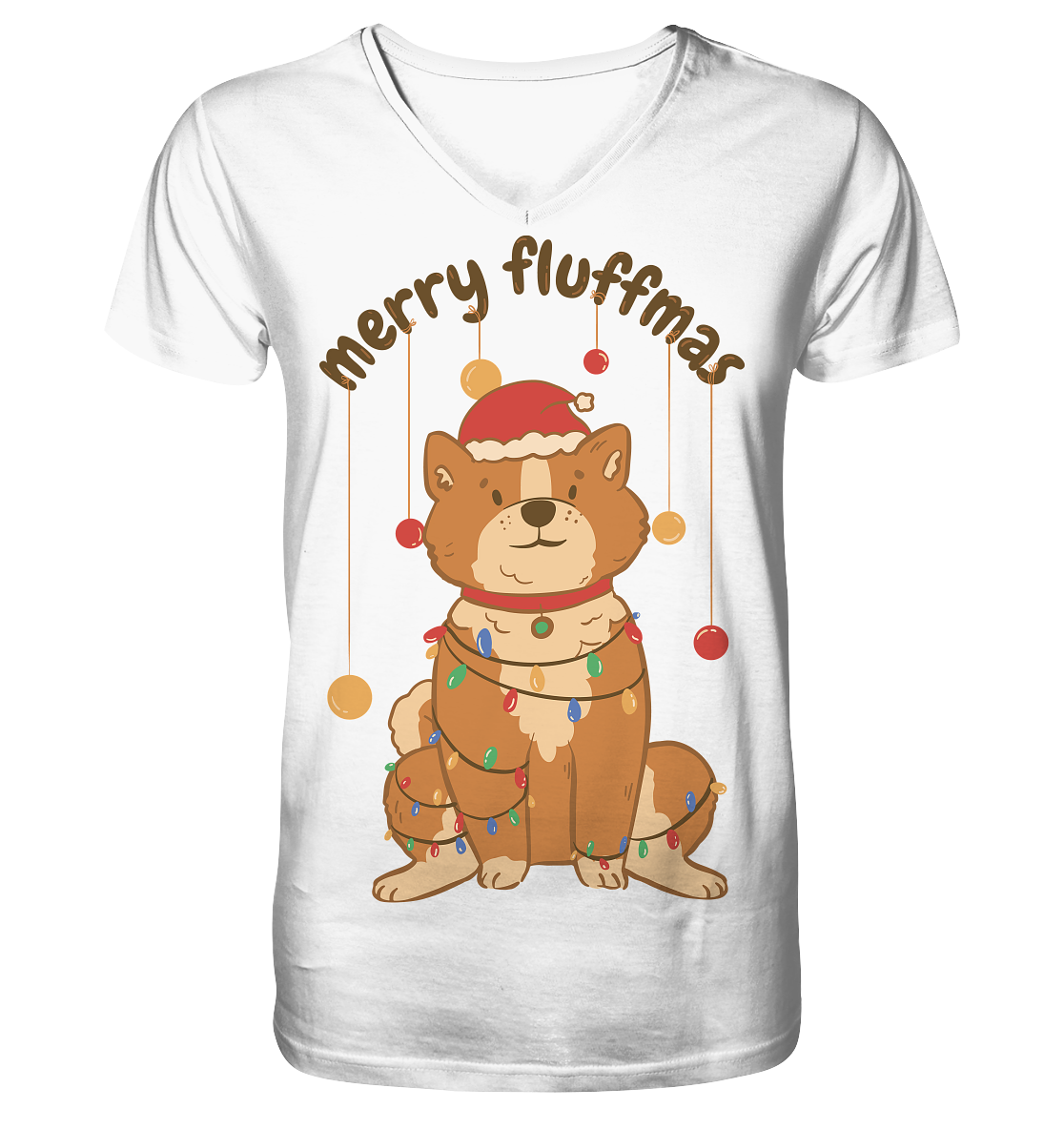 Weihnachtliches Motiv Fun Merry Fluffmas - Mens Organic V-Neck Shirt