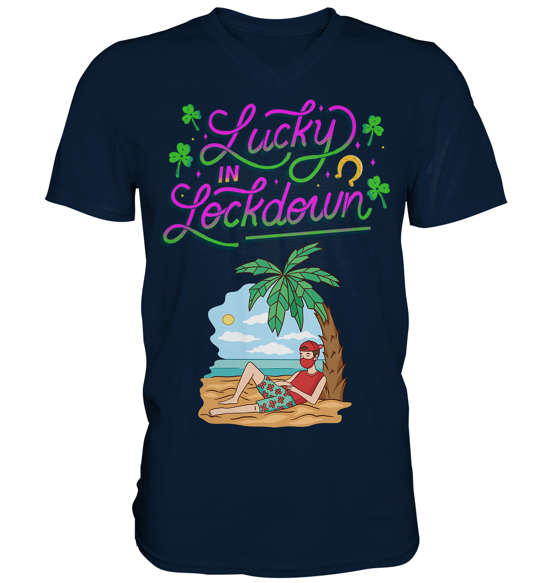 Lucky in Lockdown - Mens V-Neck Shirt - Online Kaufhaus München