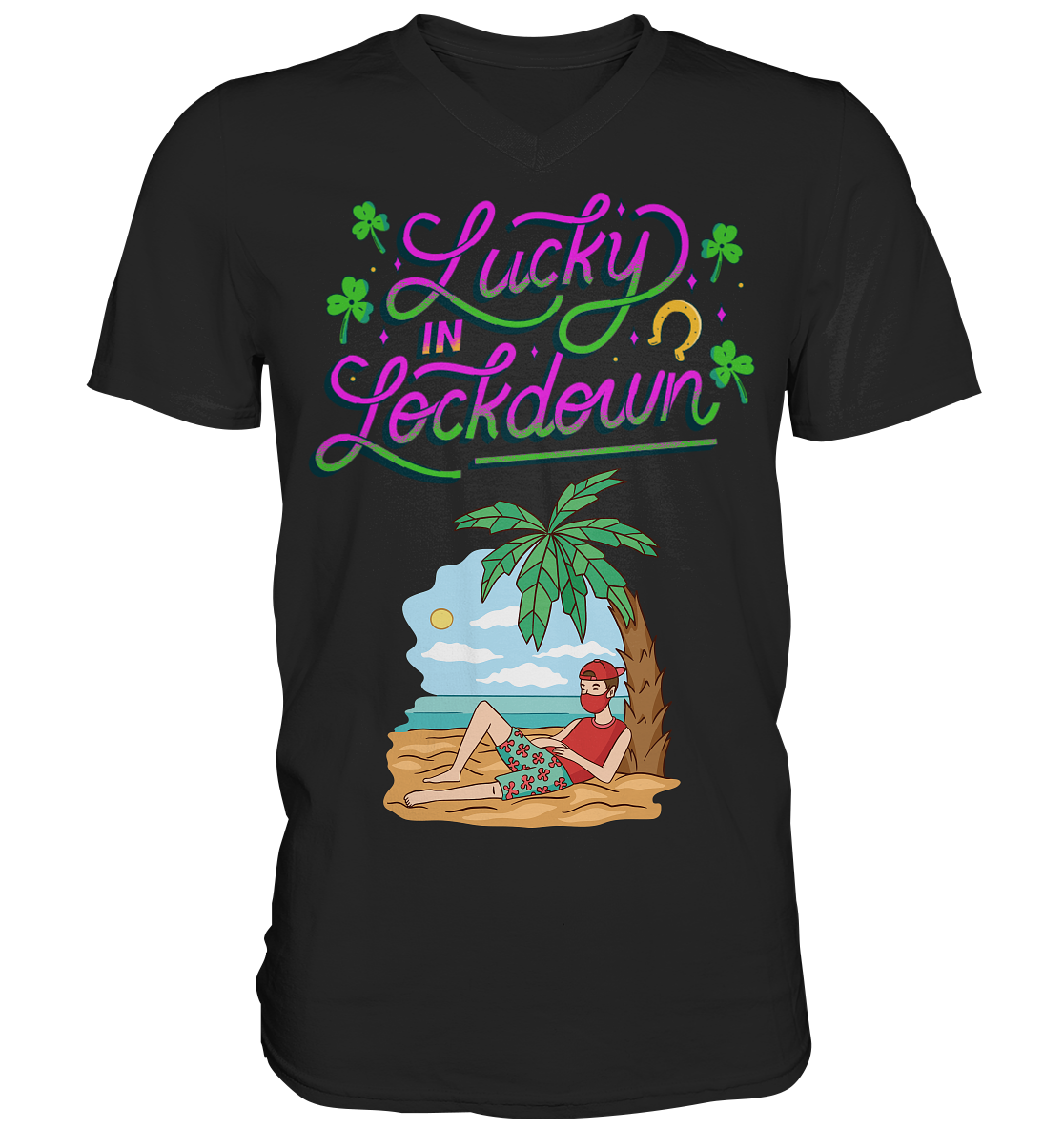 Lucky in Lockdown - Mens V-Neck Shirt - Online Kaufhaus München