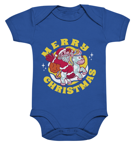 Nikolaus auf Einhorn reitend , Santa Claus Unicorn ,Merry Christmas  - Organic Baby Bodysuite