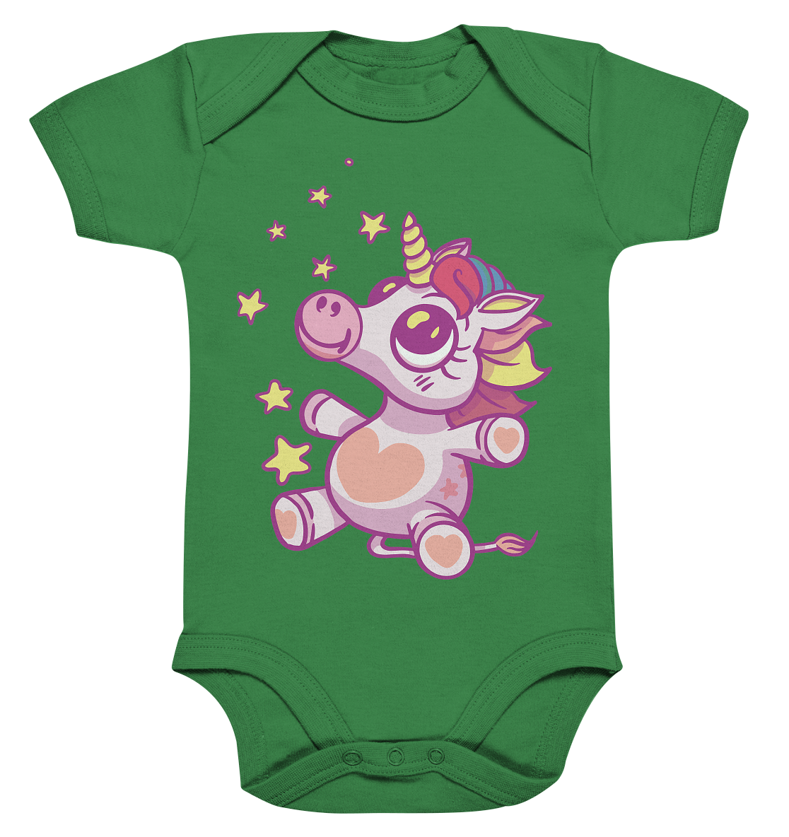 Baby Einhorn Dino mit Sternen  - Organic Baby Bodysuite