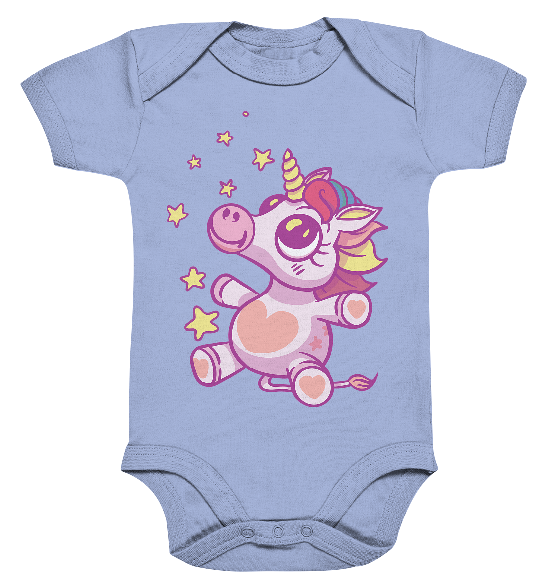 Baby Einhorn Dino mit Sternen  - Organic Baby Bodysuite