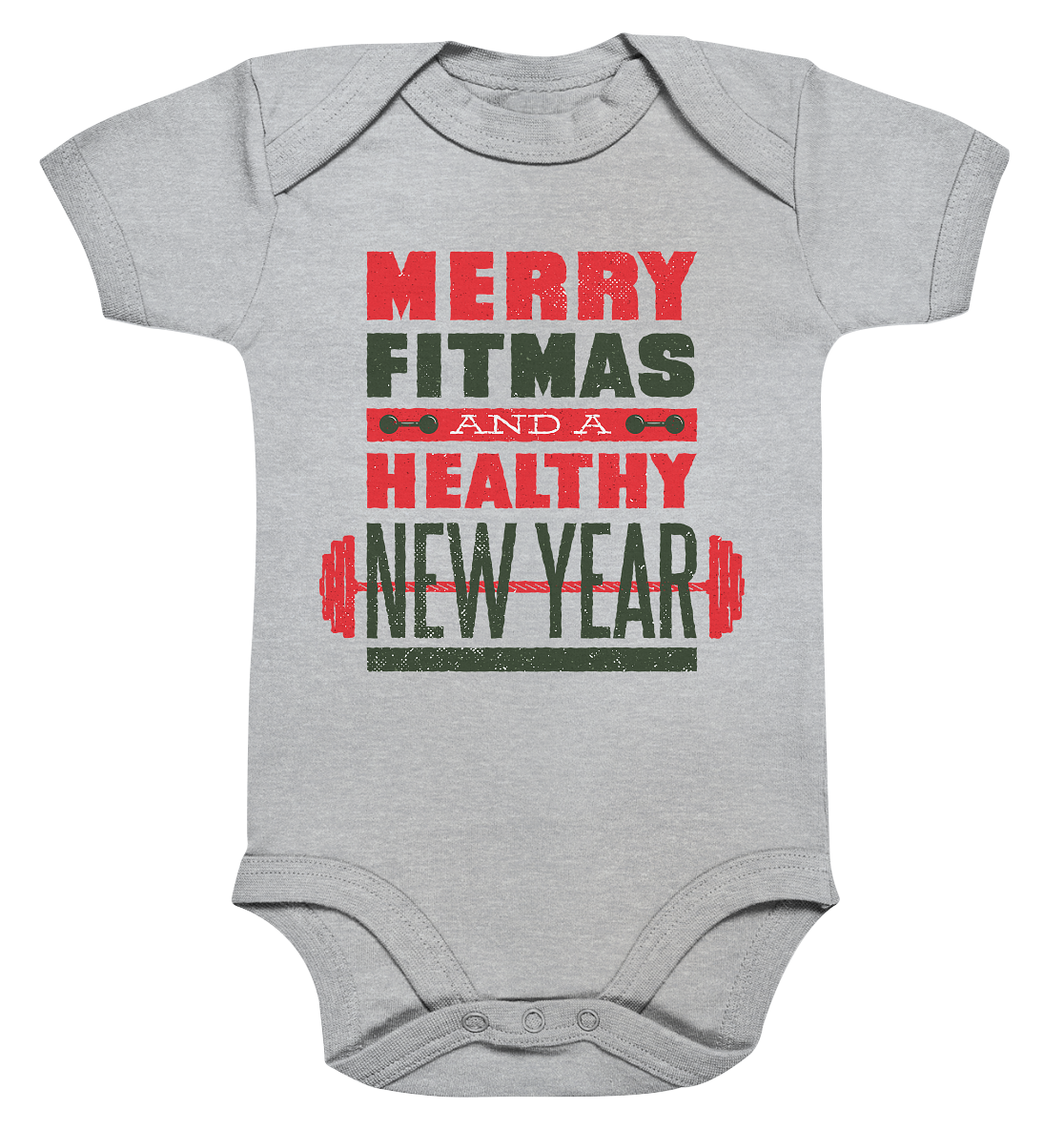 Weihnachtliches Design, Gym, Merry Fitmas and a Healthy New Year - Organic Baby Bodysuite