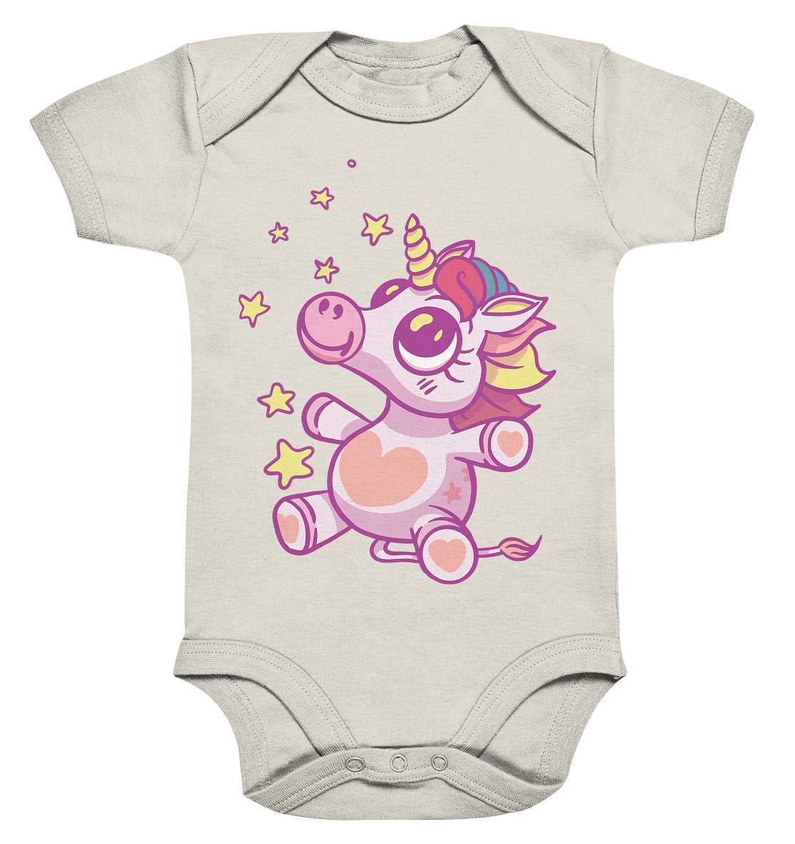 Baby Einhorn Dino mit Sternen  - Organic Baby Bodysuite