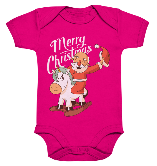 Weihnachten Nikolaus am Schaukelpferd Merry Christmas  - Organic Baby Bodysuite