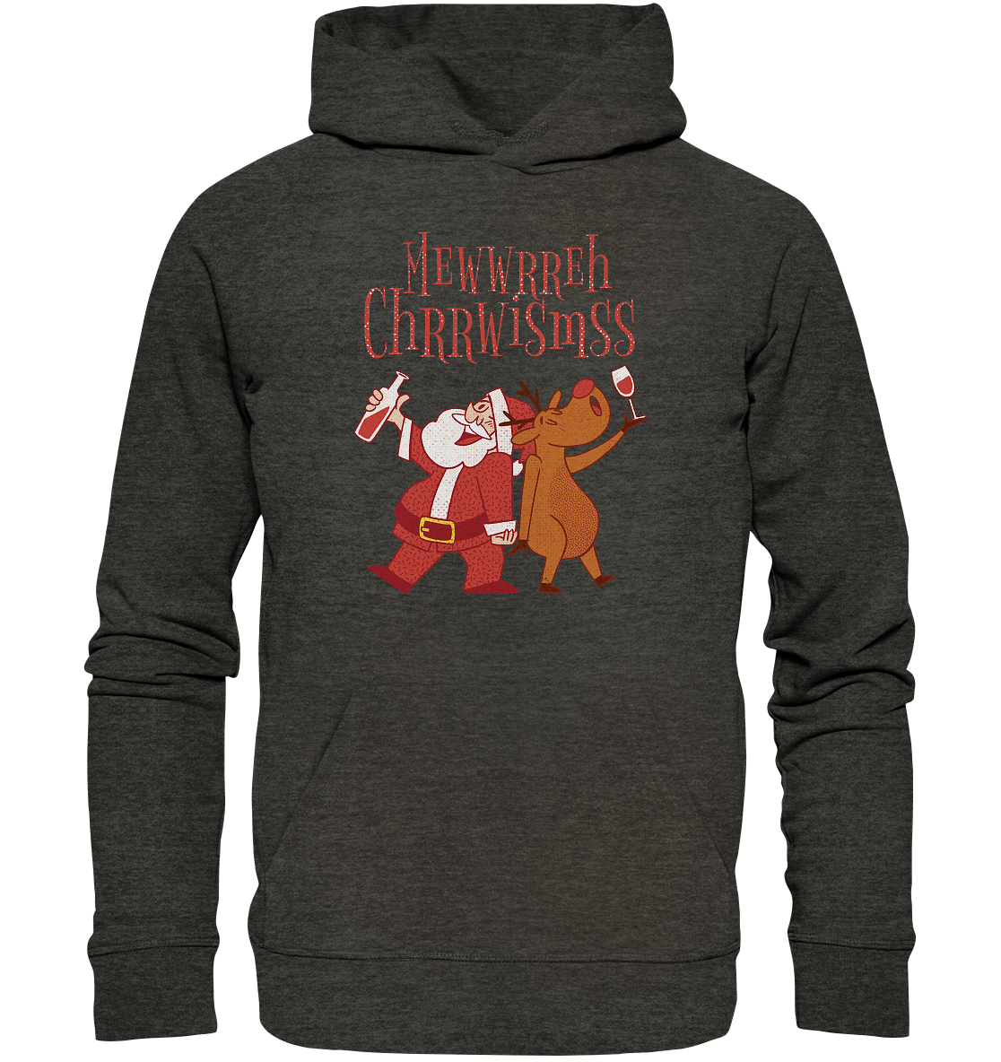 Drunk Santa Claus with Reindeer - Organic Basic Hoodie