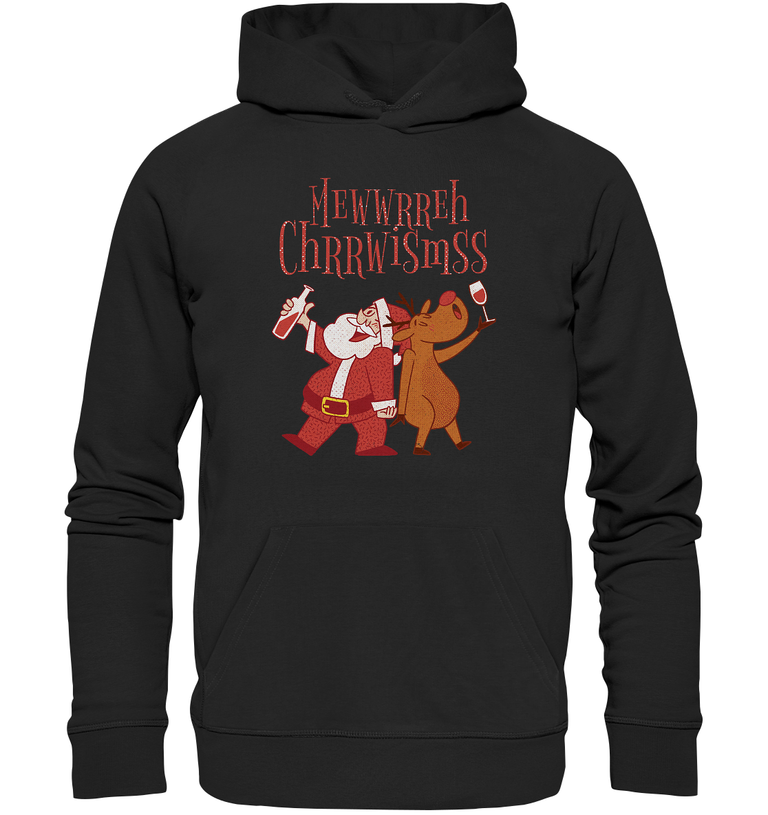 Betrunkerner Nikolaus mit Rentier - Organic Basic Hoodie