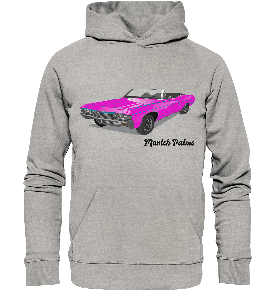 Pink Retro Classic Car Oldtimer, Car, Convertible by Munich Palms - Organic Basic Hoodie