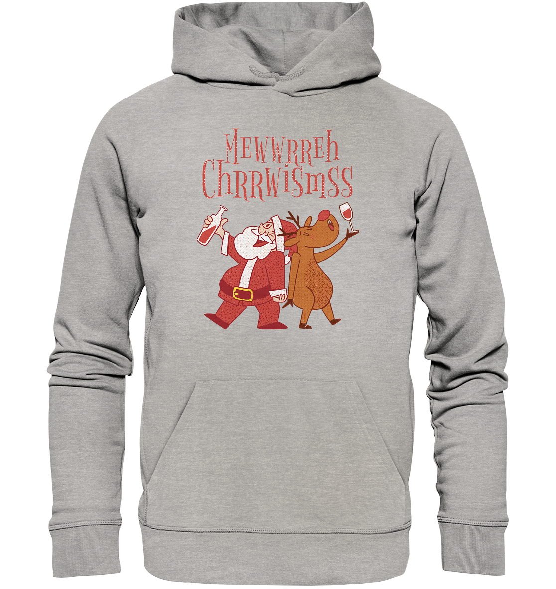 Drunk Santa Claus with Reindeer - Organic Basic Hoodie