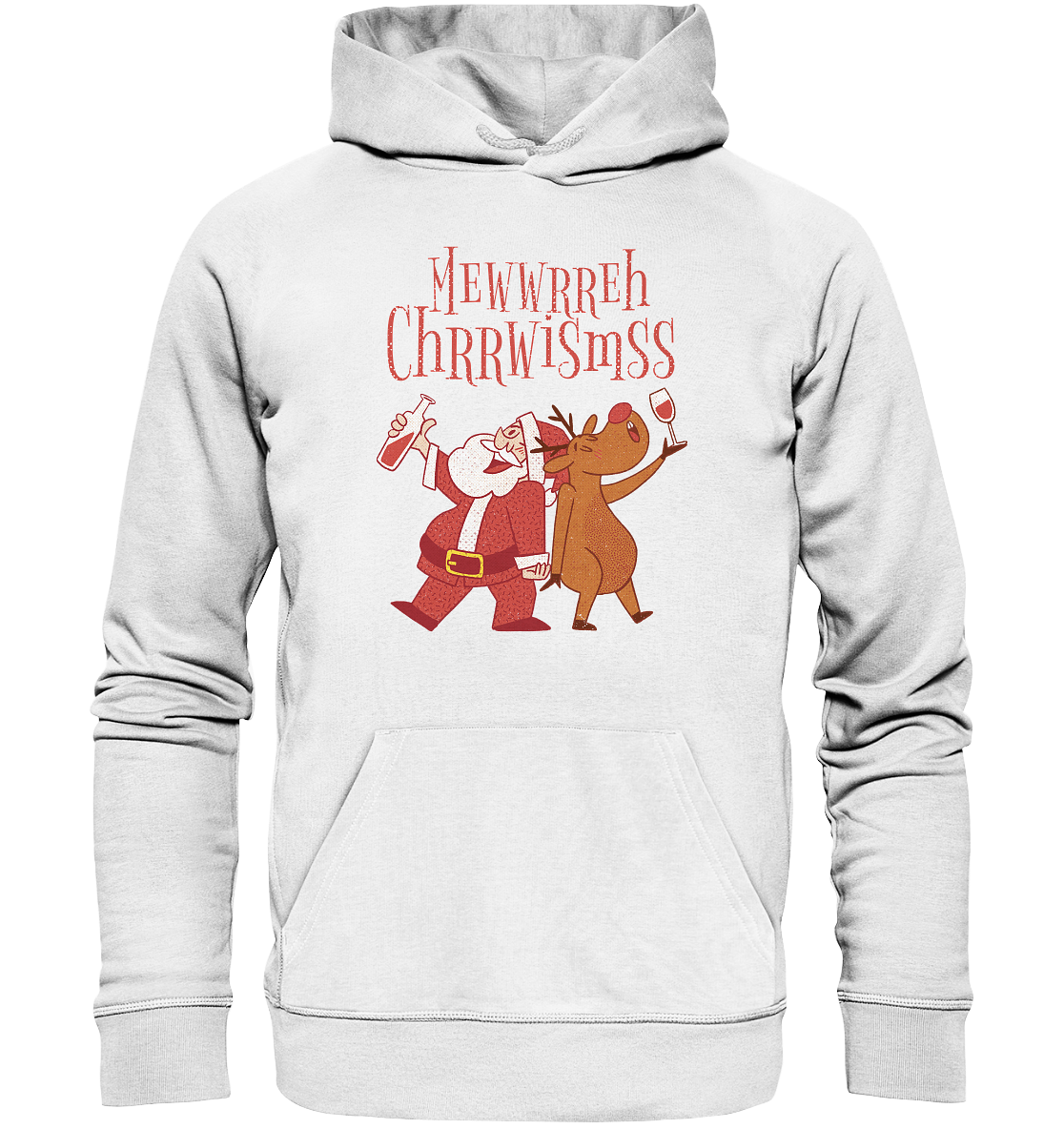 Drunk Santa Claus with Reindeer - Organic Basic Hoodie