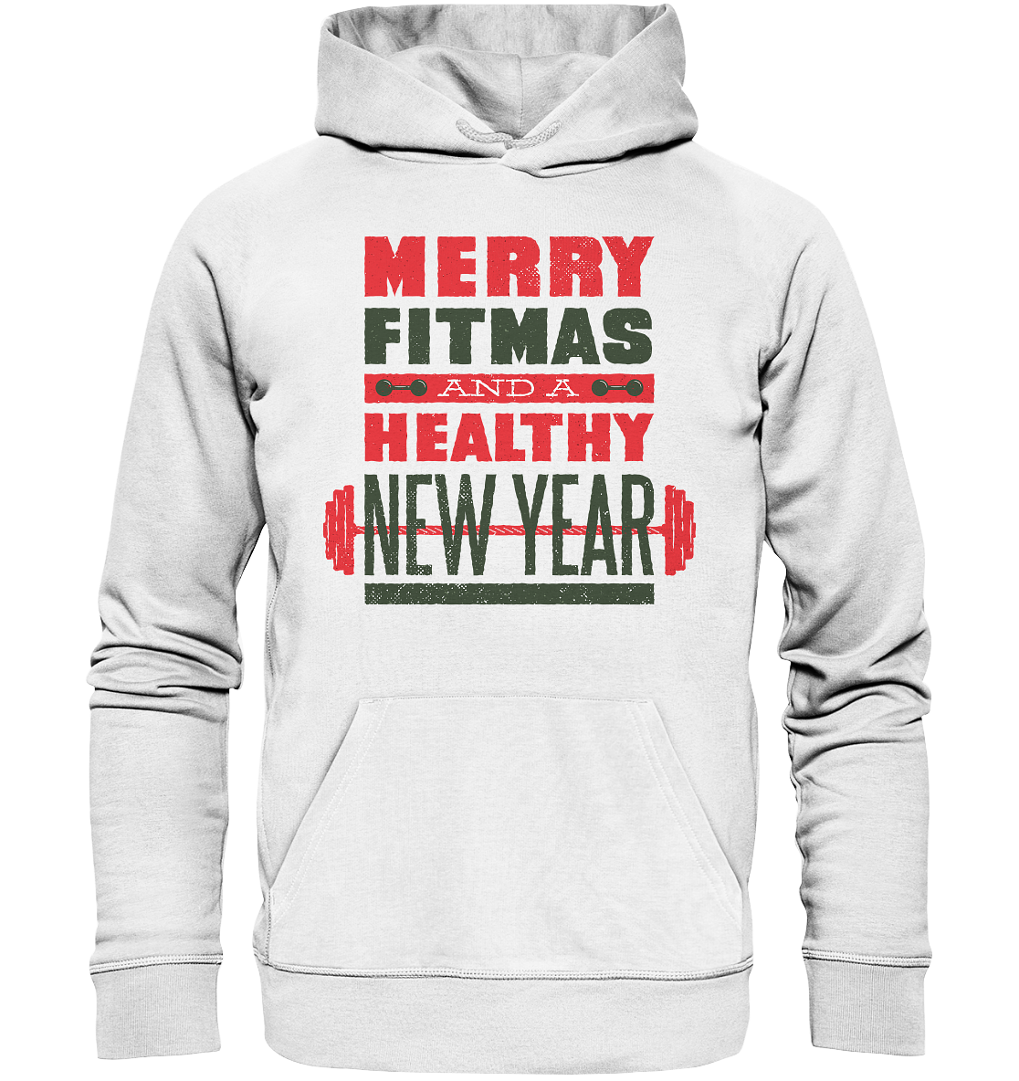 Christmas design, Gym, Merry Fitmas and a Healthy New Year - Organic Basic Hoodie