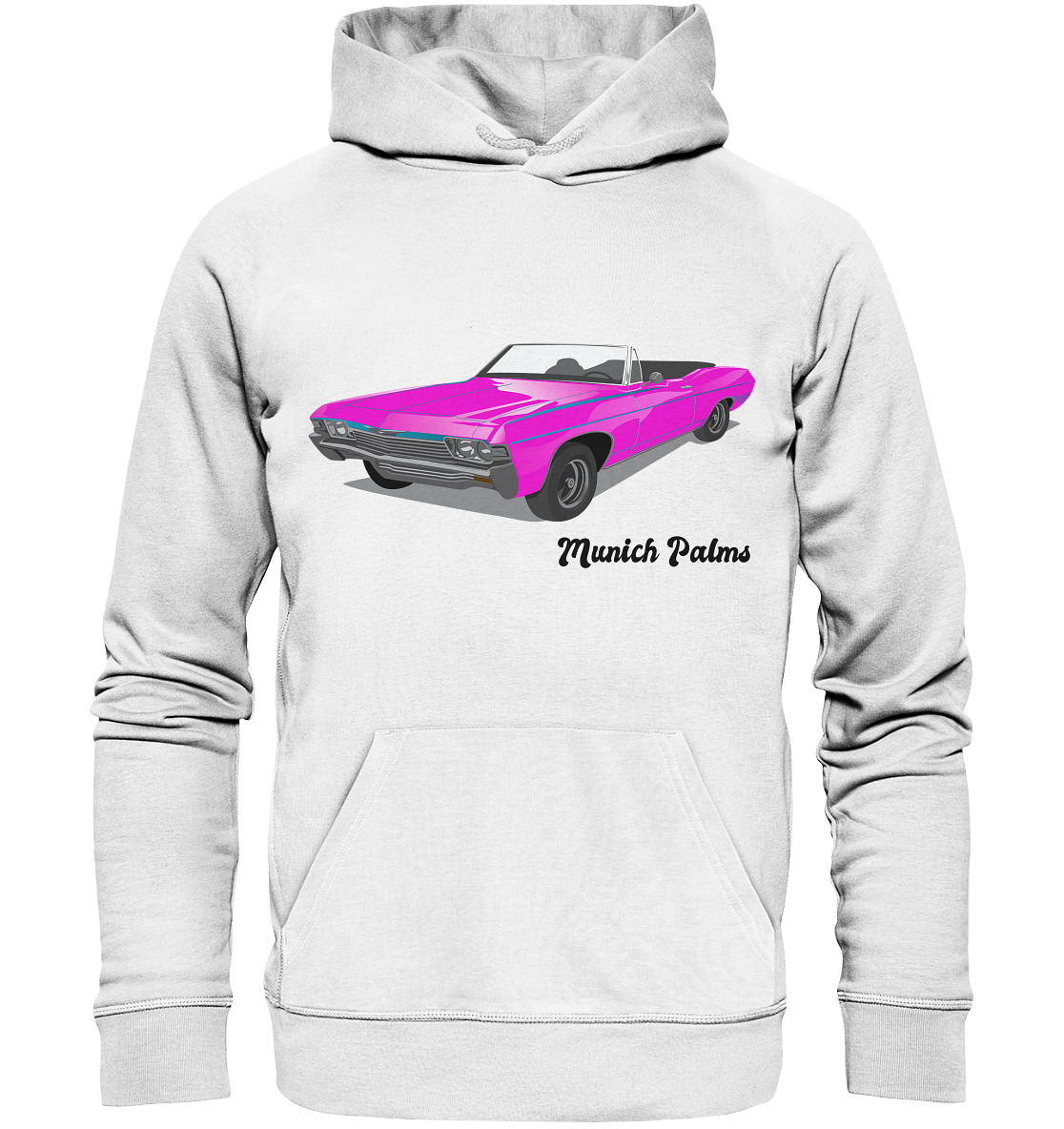 Pink Retro Classic Car Oldtimer, Car, Convertible by Munich Palms - Organic Basic Hoodie