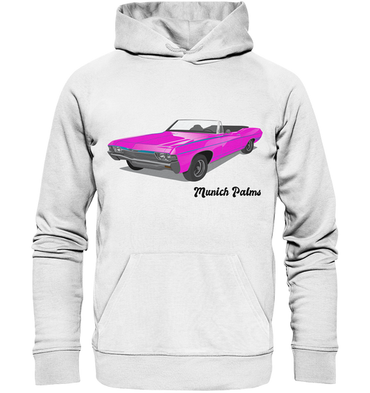 Pink Retro Classic Car Oldtimer, Car, Convertible by Munich Palms - Organic Basic Hoodie